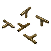 5pc 3/8" Three Way Brass Hose Barb Tee H5/16