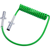 7 Way Trailer 15 FT Green ABS Long Tail Spiral Electrical Power cord - Twin Eagle Imports