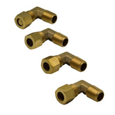 4pc Brass Compression Union 90° Male Female Elbow (T3/8xM1/4)