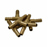 Twin Eagles Brass Connector 5pc 1/4" Three Way Brass Hose Barb Tee H12 Grab Kit