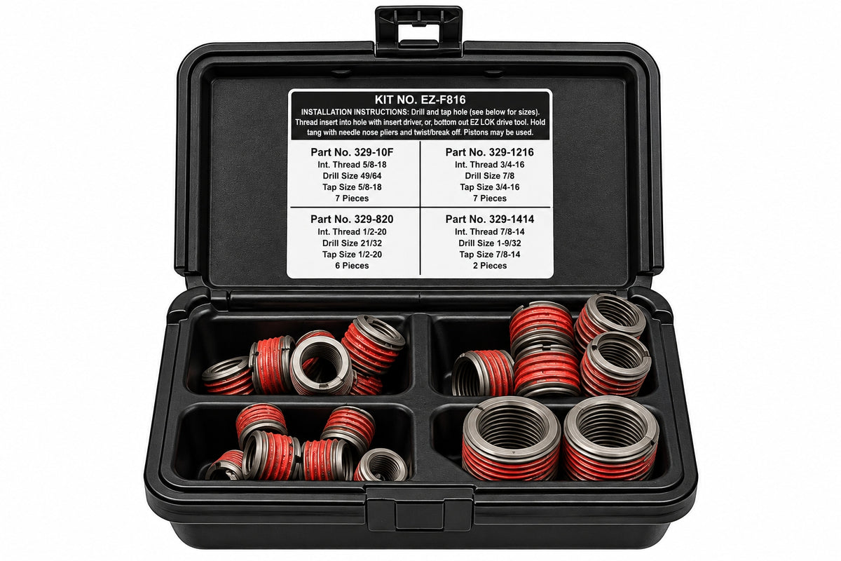 E-Z LOK™ Threaded Insert Assortment Kit for Metal - Carbon Steel - 1/2-20 to 1-14