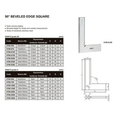 Insize Beveled Edge Square 75×50 mm Grade 0 Series 4790-750