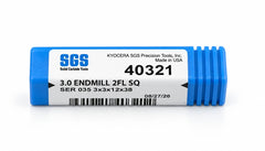 Kyocera SGS 40321 3mm 2 Flute Bright Uncoated Long Carbide Square End Mill