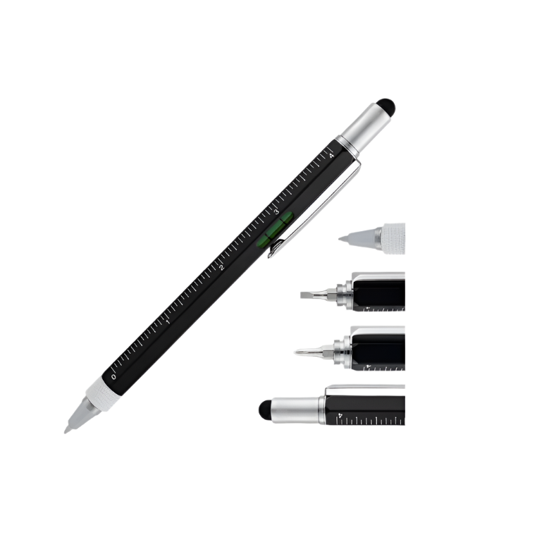 Full Metal Body 6-in-1 Multi-Function Tool Black Engineers Pen