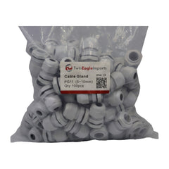 10 Pack IP68 PG11 White Nylon Cable Gland 5-10mm Cable Range - Twin Eagle Imports