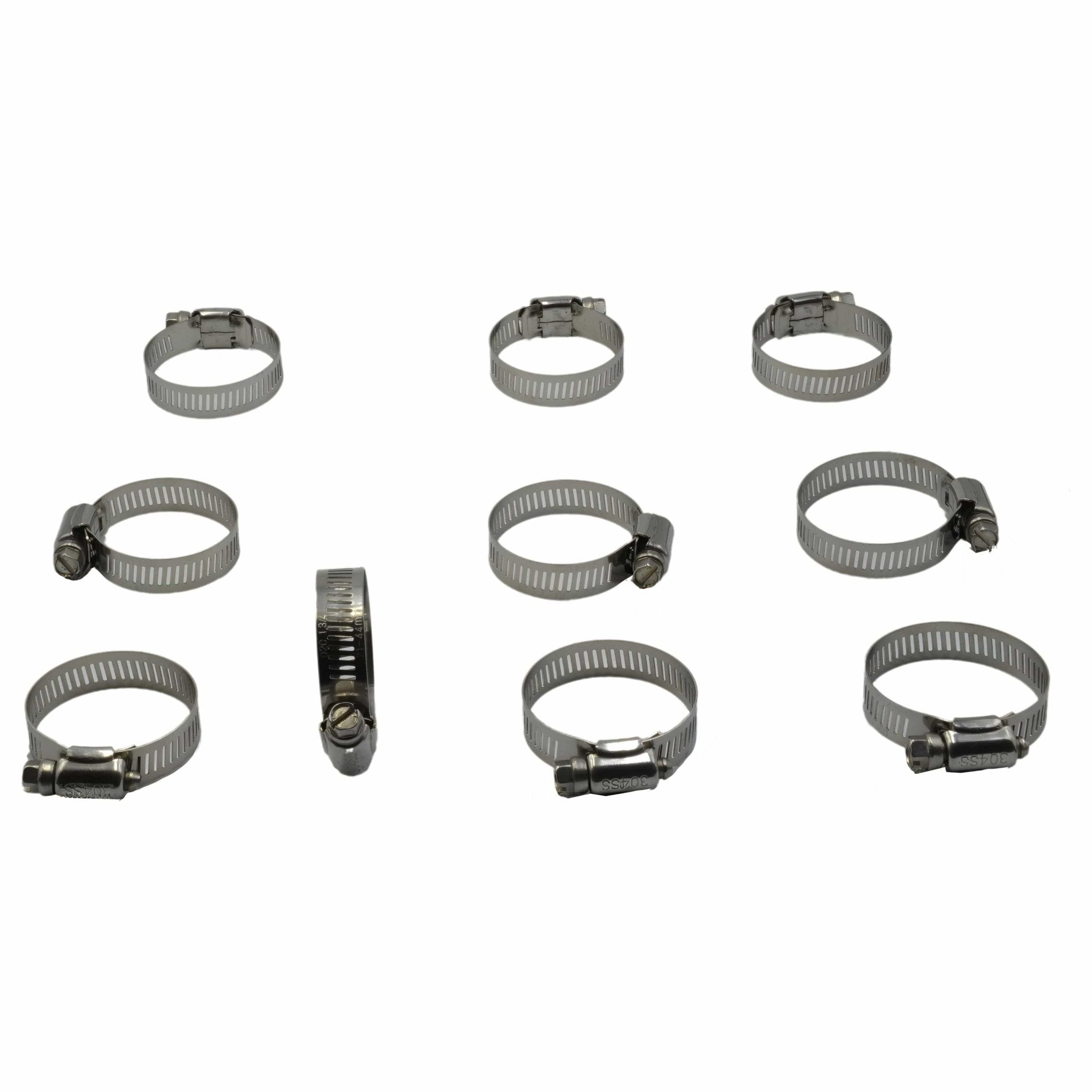 10 Piece 304 Stainless Steel 21-44mm Worm Drive Hose Clamp - Twin Eagle Imports