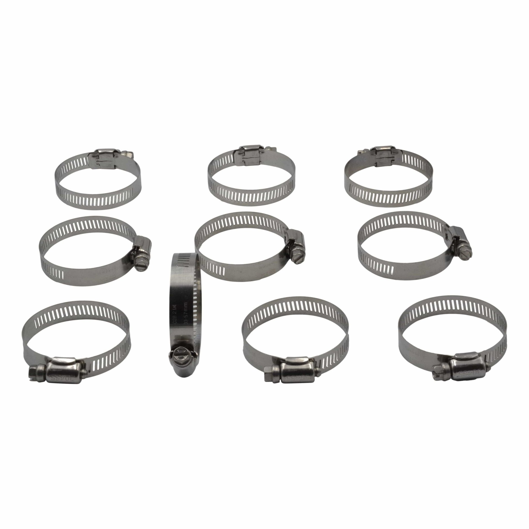 10 Piece 304 Stainless Steel 33-57mm Worm Drive Hose Clamp - Twin Eagle Imports