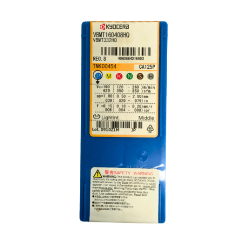10pc Kyocera VBMT160408HQ CA125P – Turning Insert (Finishing to Medium, HQ Chipbreaker) - Twin Eagle Imports