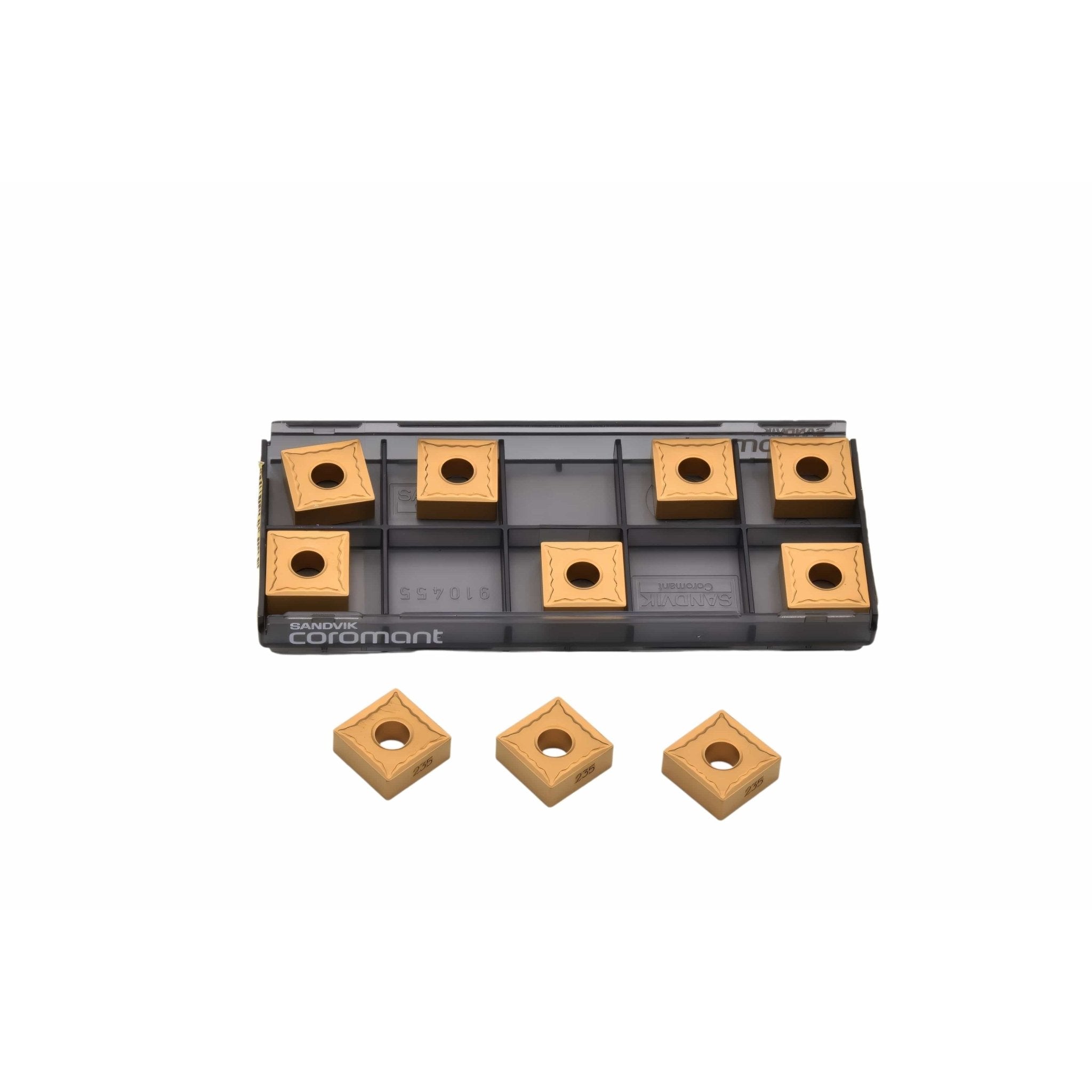 10pc Sandvik Coromant SNMG 12 04 04-QM 235 Turning Insert (Suitable for Steel & Stainless Steel, Medium Chipbreaker) - Twin Eagle Imports