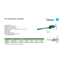 Insize Left Hand Digital Caliper 0-200mm/0-8" Range Series 1130-200