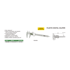 Insize Plastic Digital Caliper 0-150mm/0-6" Range Series 1139-150