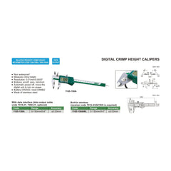 Insize Digital Crimp Height Caliper 0-150mm/0-6" Range Series 1165-150A