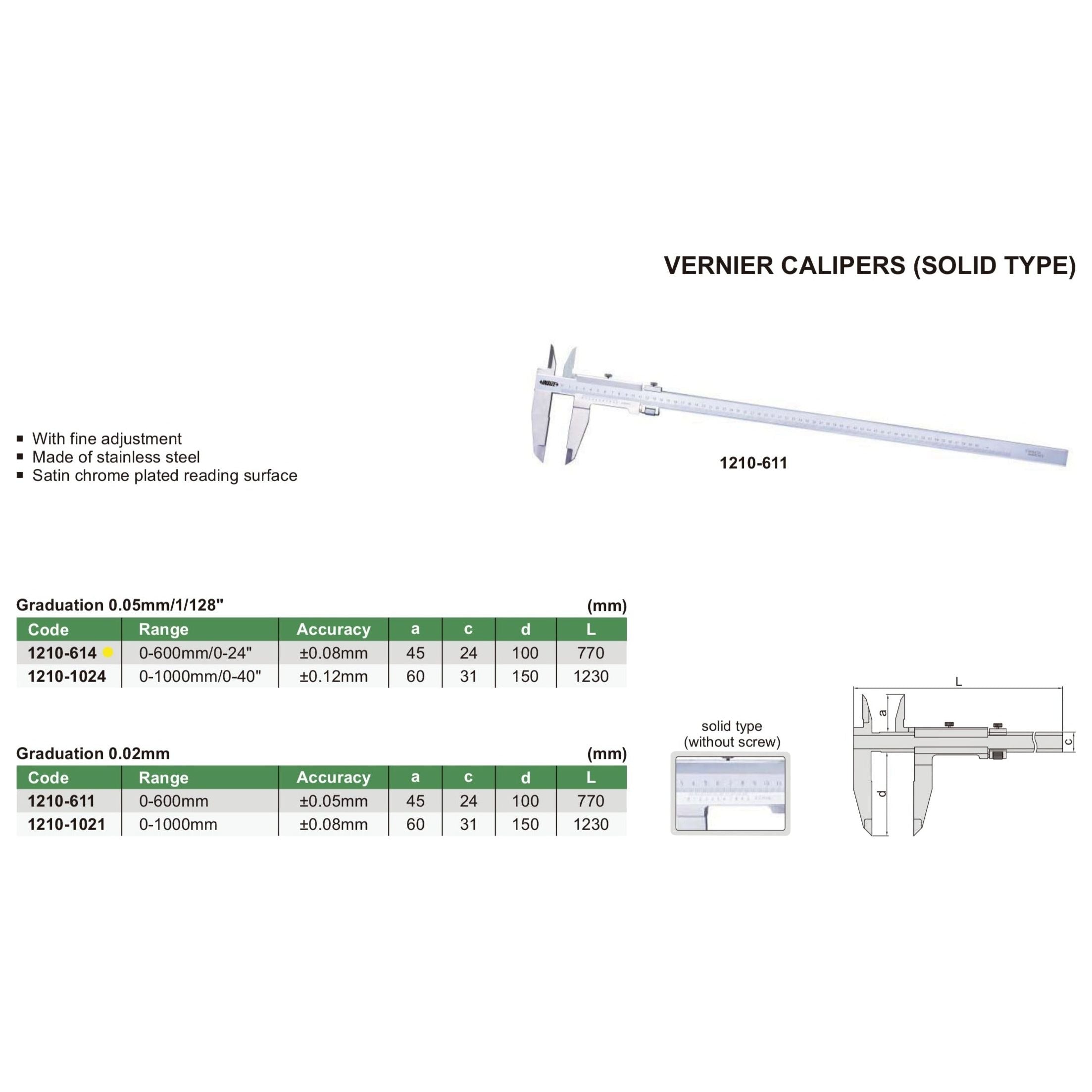 Insize Vernier Caliper 0-12" Range Series 1210-614