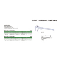 Insize Vernier Caliper 0-200mm/0-8" x 0.02mm Range Series 1223-2002