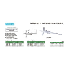 Insize Vernier Depth Gauge 0-200mm Range Series 1249-2001