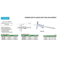 Insize Vernier Depth Gauge 0-150mm Range Series 1249-150