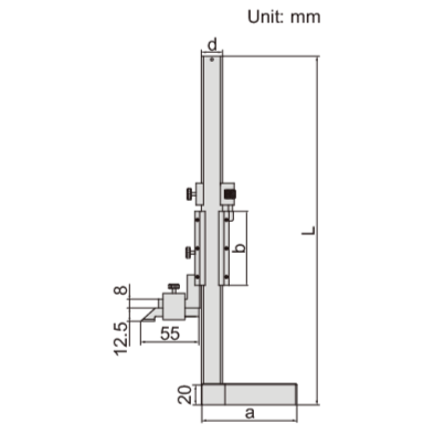 Insize Mini Vernier Height Gauge 0-200mm / 0-8" Range Series 1253-200
