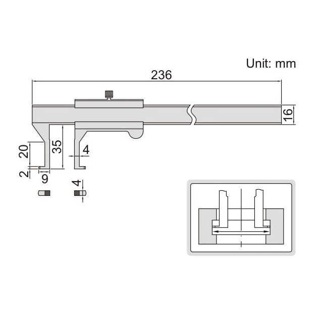 Insize Groove Vernier Caliper Range Series 1262-150A