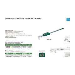 Insize Digital Back-Jaw Edge to Center Caliper Range Series 1524-300