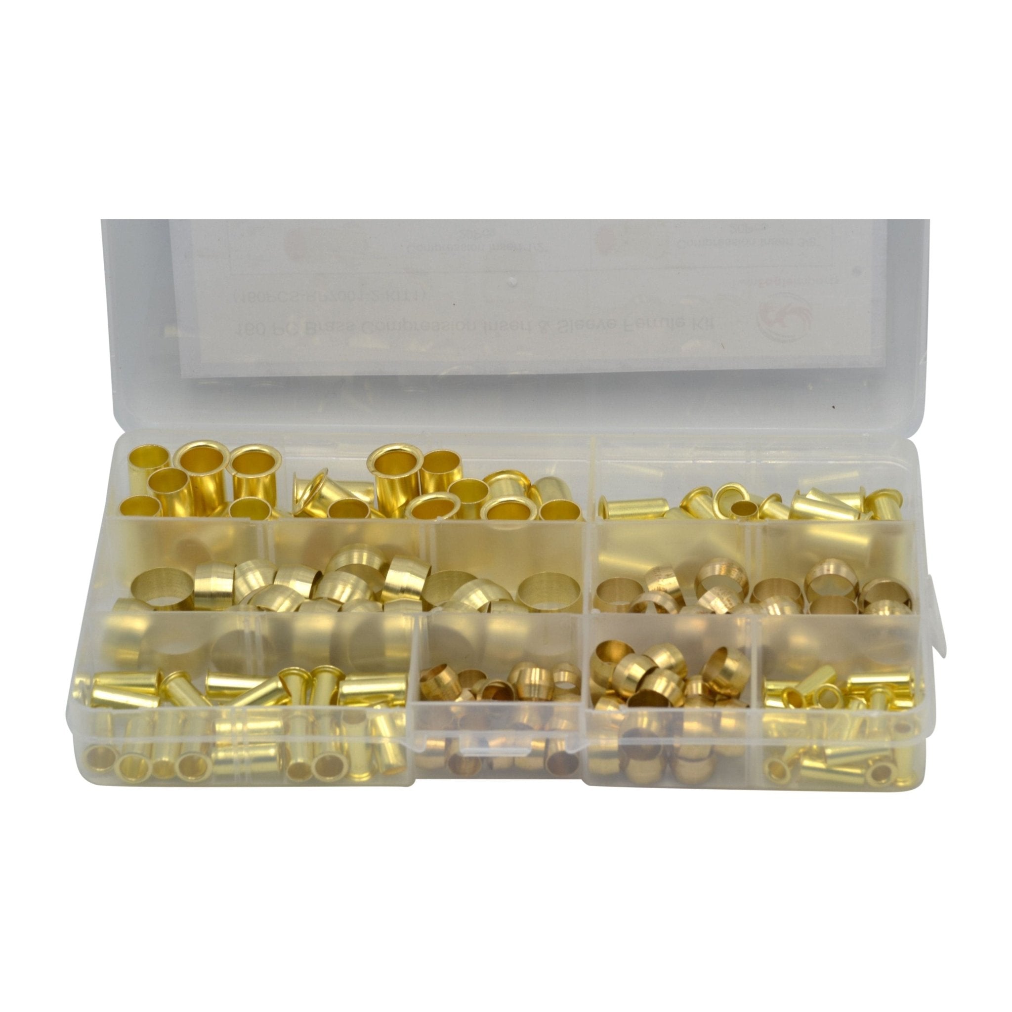 160pc Brass Compression Insert & Sleeve Grab Kit Assortment - Twin Eagle Imports