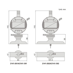 Insize Digital Depth Gauge 101.5x17mm Range Series 2141-302