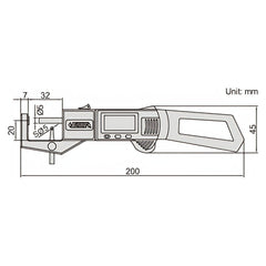 Insize Digital Snap Gauge 0-25mm/0-1" Range Series 2163-25