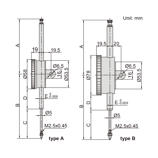 Insize Metric Long Stroke Dial Indicator 50mm Range Series 2309-50