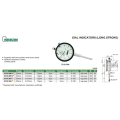 Insize Metric Dial Indicator 30mm Range Series 2310-30A