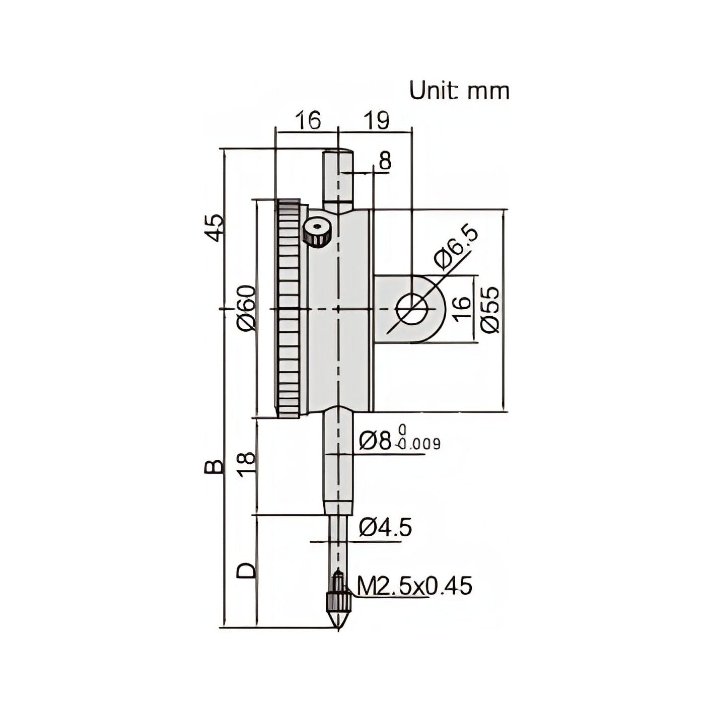 Insize Lug Back Dial Indicator 10mm Range Series 2318-10