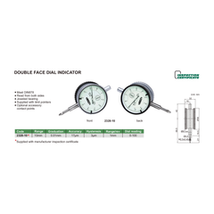 Insize Double Face Dial Test Indicator 10mm x 0.1mm Range Series 2328-10