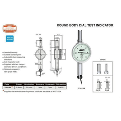 Insize Round Body Dial Test Indicator Range Series 2391-08