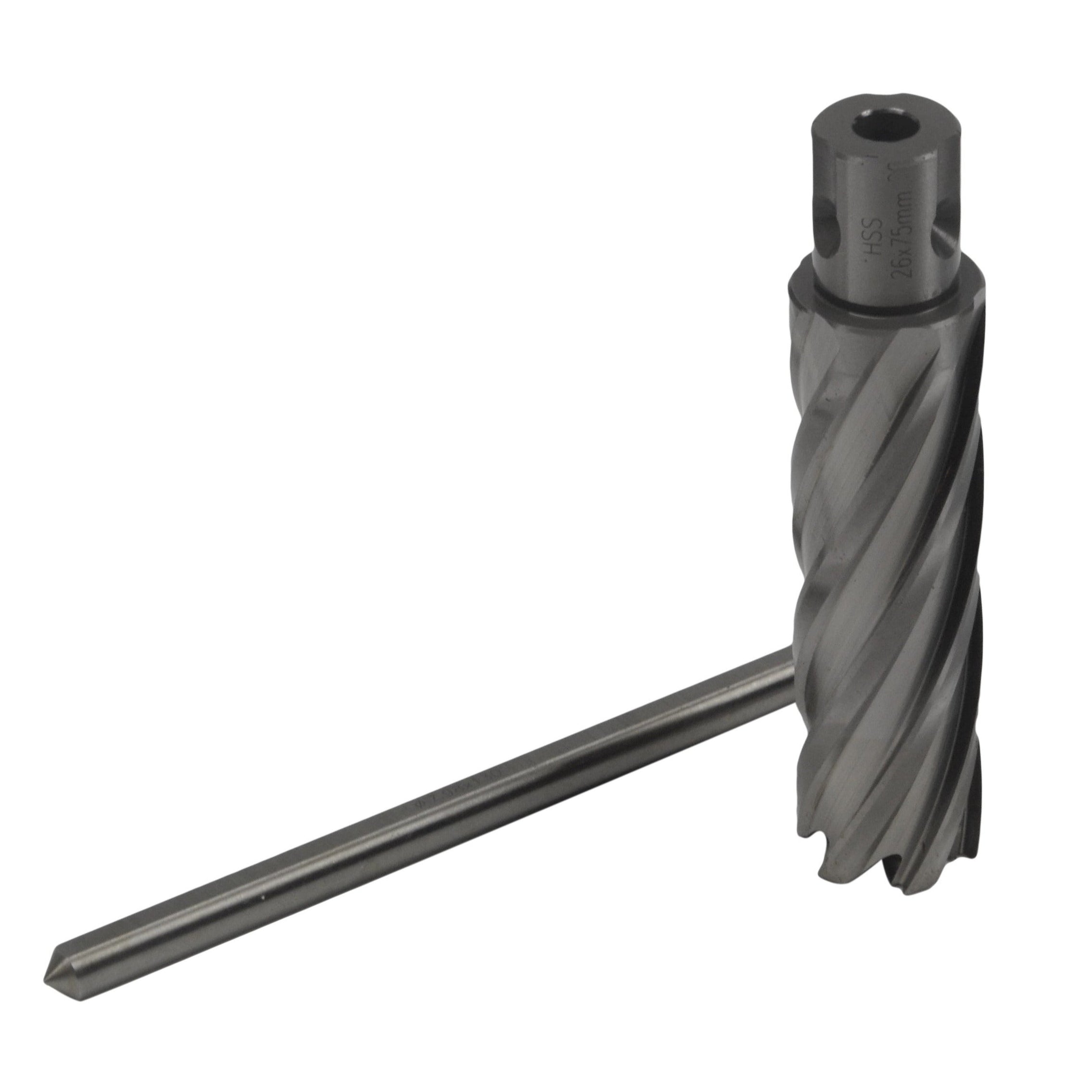 26 x 75mm D.O.C HSS Weldon Shank Annular Cutter with Pin