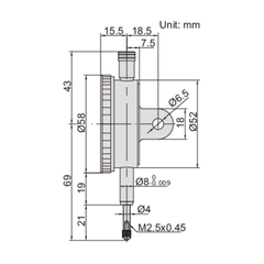 Insize Precision Dial Indicator 0-1mm x 0.001mm Range Series 2830-1