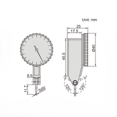 Insize Precision Dial Indicator 0.2mm Range Series 2880-02R