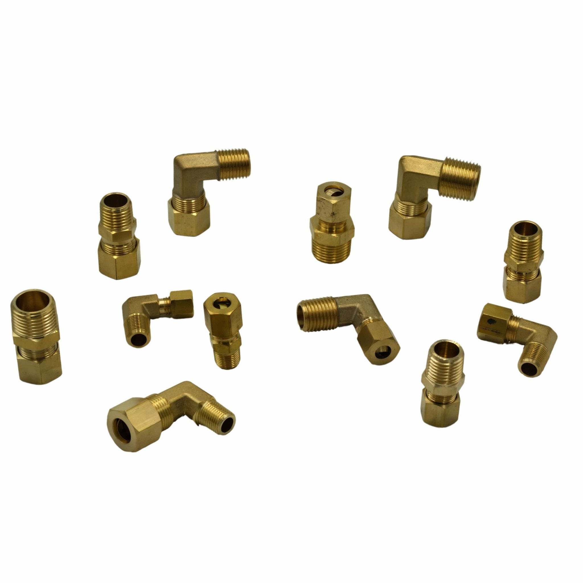 28pc Brass Compression Male Female Connector and 24pc Brass Compression 90° Male Female Elbow - Twin Eagle Imports