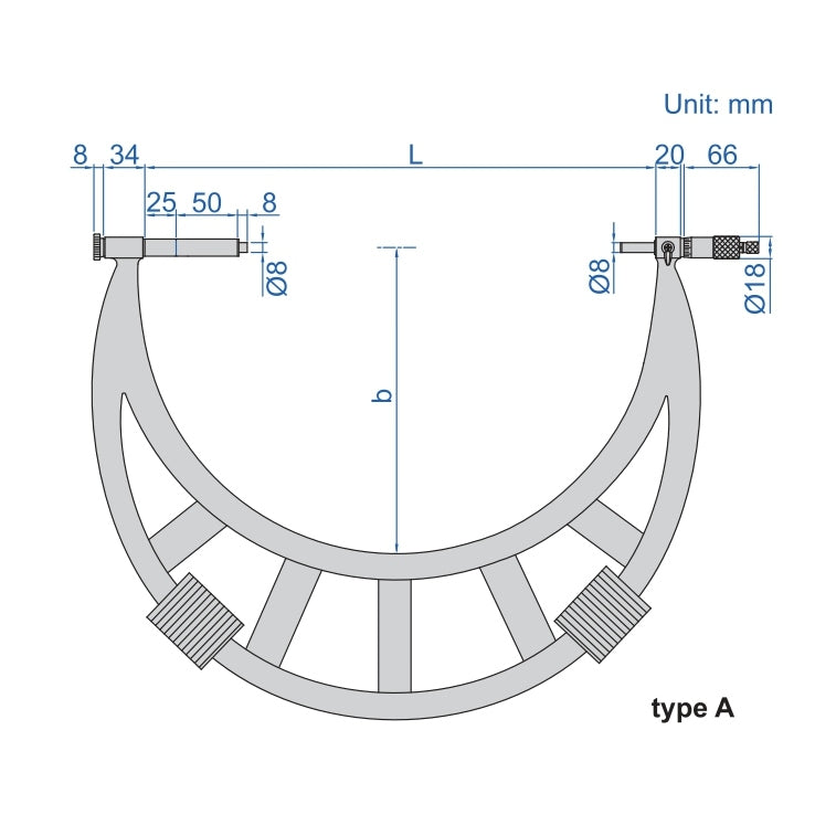 Insize Metric Outside Micrometer 800-900mm Range Series 3205-900