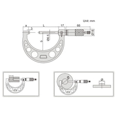 Insize Long Spindle Outside Micrometer 75-100mm Range Series 3209-100