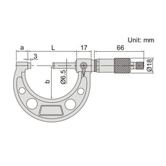 Insize Ratchet Stop Type Outside Micrometer 0-25mm Range Series 3210-25A