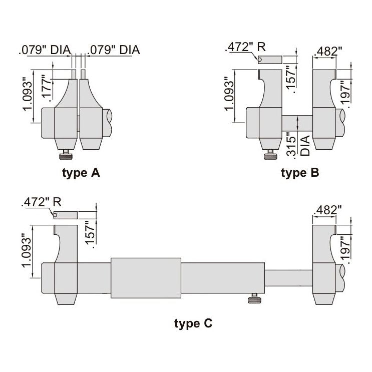 Insize Imperial Inside Micrometer 0.2-1.2" Range Series 3220-1