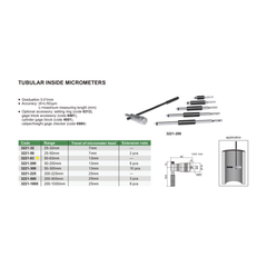 Insize Tubular Inside Micrometer 50-63mm Range Series 3221-63