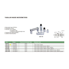 Insize Tubular Inside Micrometer 50-150mm Range Series 3222-150