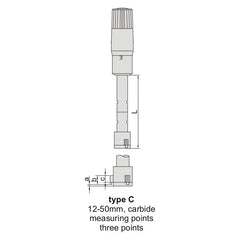 Insize Three Point Internal Micrometer 12-16mm Range Series 3227-16