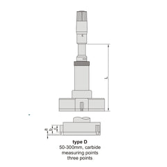 Insize Three Point Internal Micrometer 50-63mm Range Series 3227-63