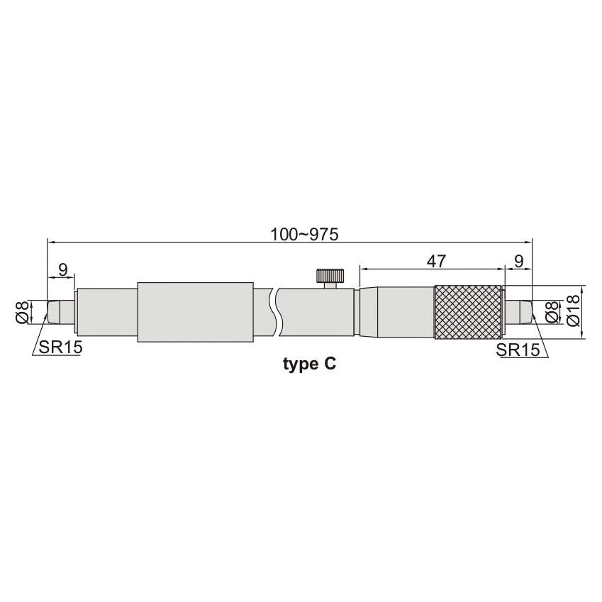 Insize Tubular Inside Micrometer 250-275mm Range Series 3229-275