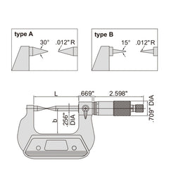 Insize Point Micrometer 1-2" Range Series 3230-2