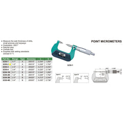 Insize Point Micrometer 1-2" Range Series 3230-2