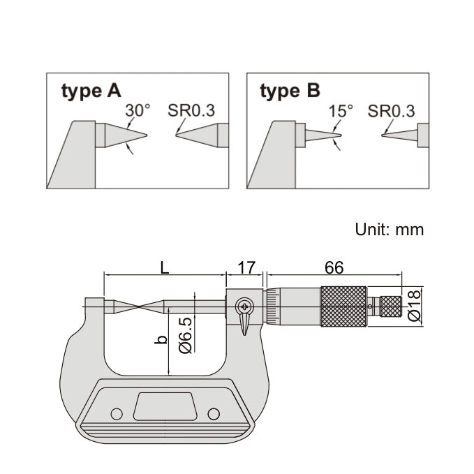 Insize Point Micrometer 25-50mm Range Series 3230-50BA