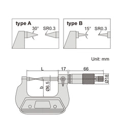 Insize Point Micrometer 75-100mm Range Series 3230-100A