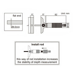 Insize 2pc Metric Depth Micrometer 0-50mm Range Series 3241-50
