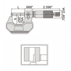 Insize Type B Cylindrical Anvil Micrometer 0-1" Range Series 3261-1B